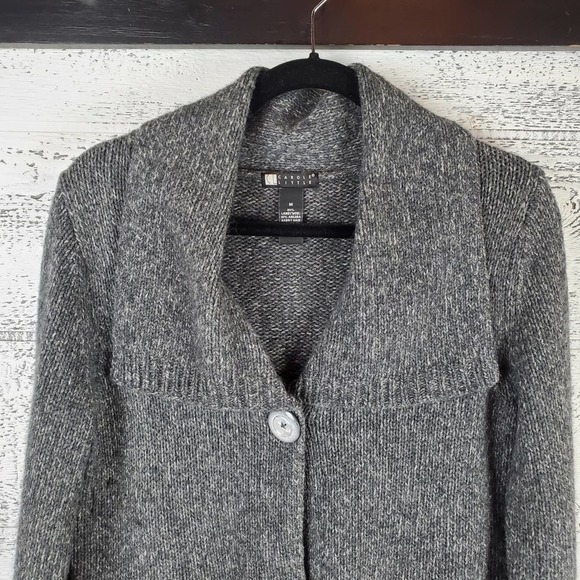 Carole Little Women Wool Blend Collared One Button Closure Sweater Shawl - Picture 3 of 9